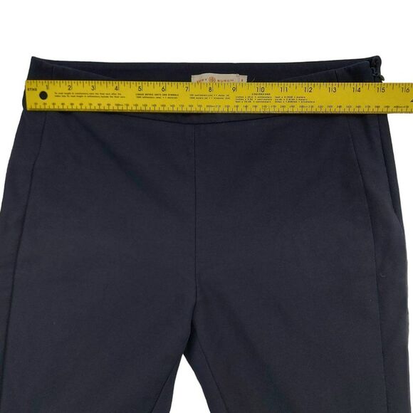 Tory Burch Trouser Pants Womens 6 Navy Flat Front Slim Straight Stretch Side Zip - Picture 9 of 14